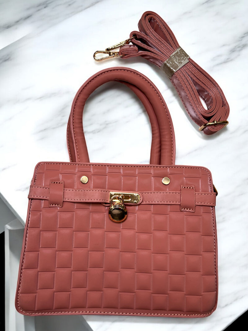 Grenobil Luxe Grid-Lock Structured Handbag B7748