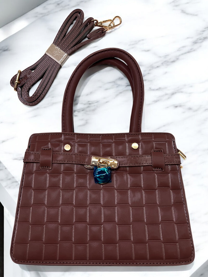 Grenobil Luxe Grid-Lock Structured Handbag B7748