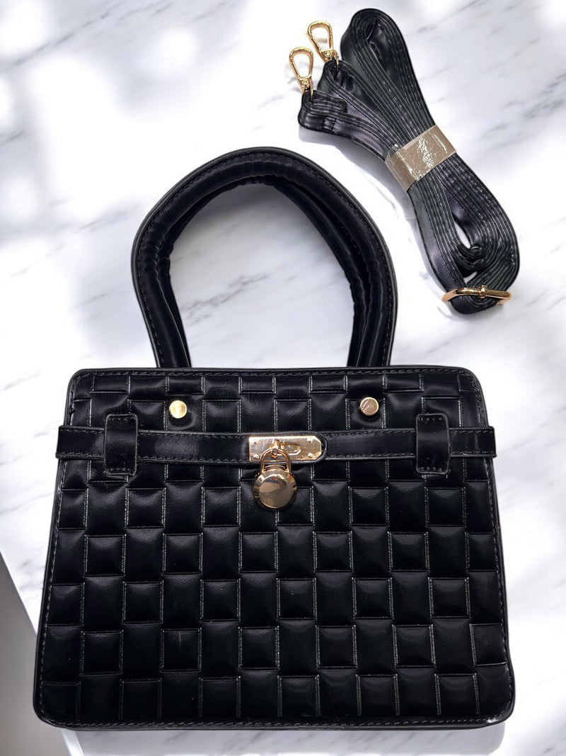 Grenobil Luxe Grid-Lock Structured Handbag B7748