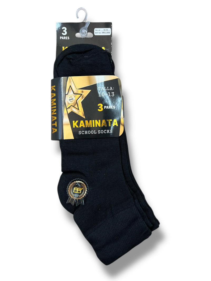 Kaminata Black School Socks – 3 Pair Pack NMG-3646