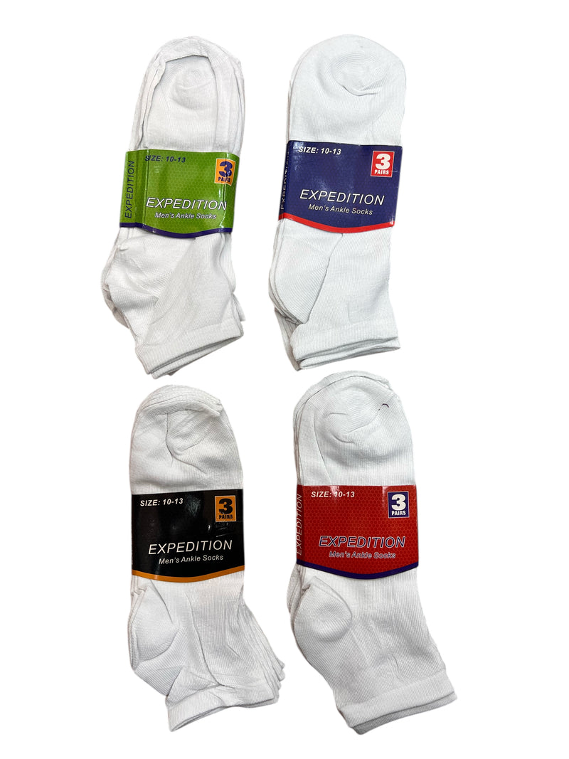 Expedition Men’s White Ankle Socks – 3 Pair Pack MES-2210