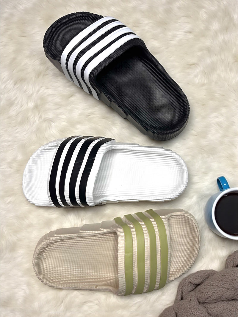 Striped Slide Sandals A-67