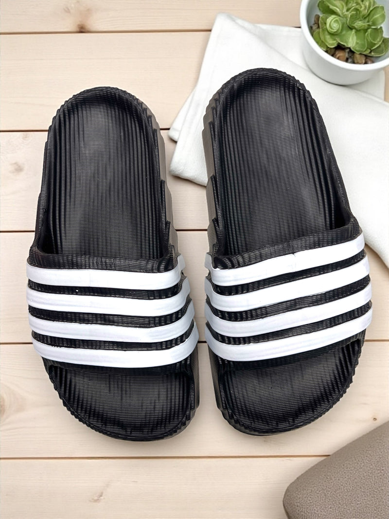Striped Slide Sandals A-67