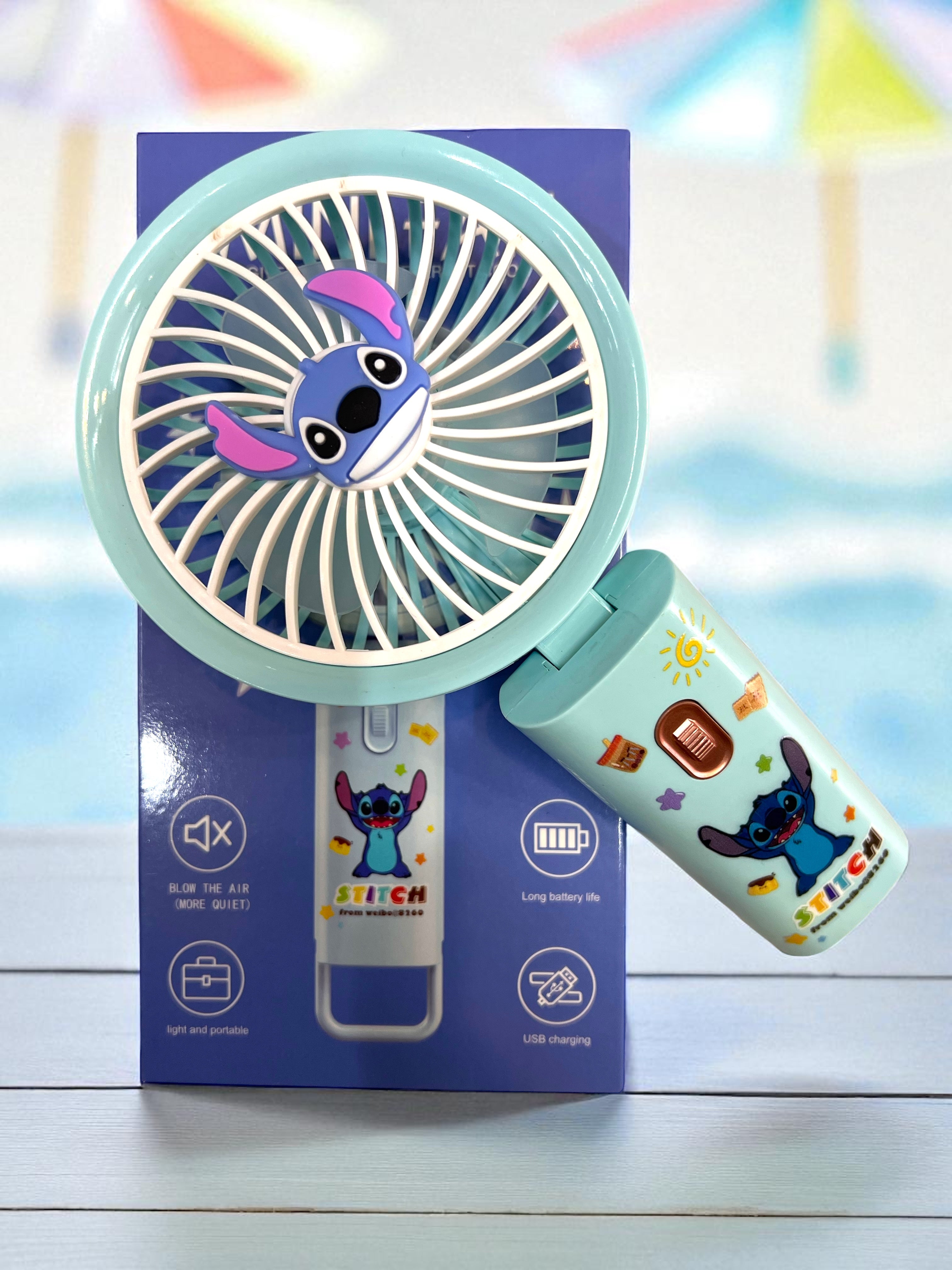 Stitch Mini USB Fan – Rechargeable & Portable (Handheld Edition