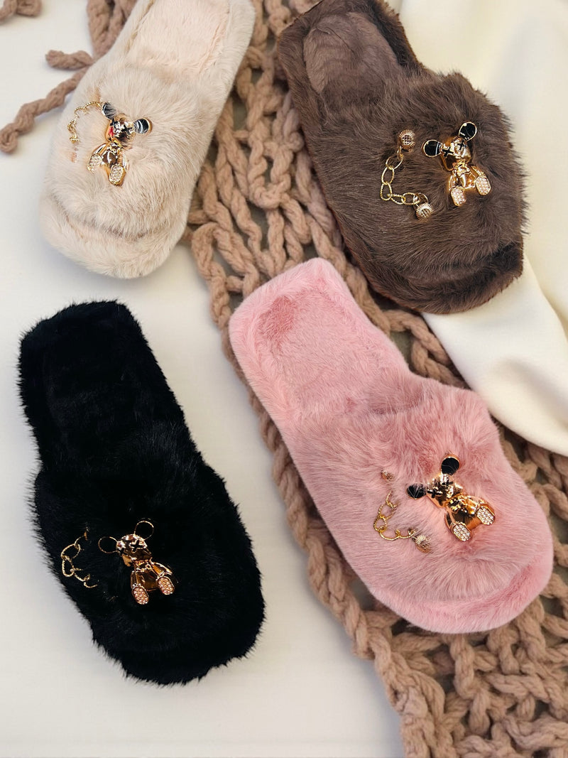 Plush Teddy Open Toe Luxe Indoor/Bedroom Slippers GP-5326