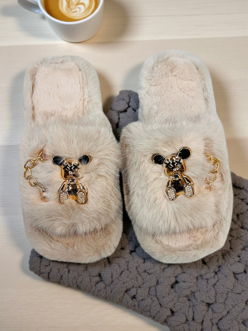 Plush Teddy Open Toe Luxe Indoor/Bedroom Slippers GP-5326