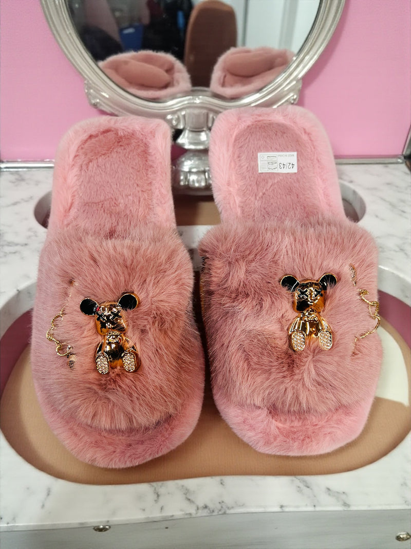 Plush Teddy Open Toe Luxe Indoor/Bedroom Slippers GP-5326