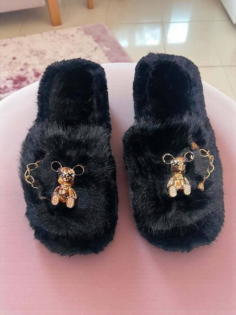 Plush Teddy Open Toe Luxe Indoor/Bedroom Slippers GP-5326