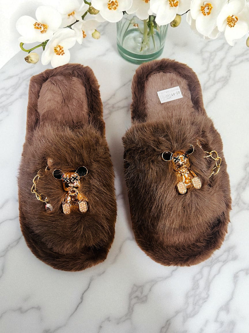 Plush Teddy Open Toe Luxe Indoor/Bedroom Slippers GP-5326