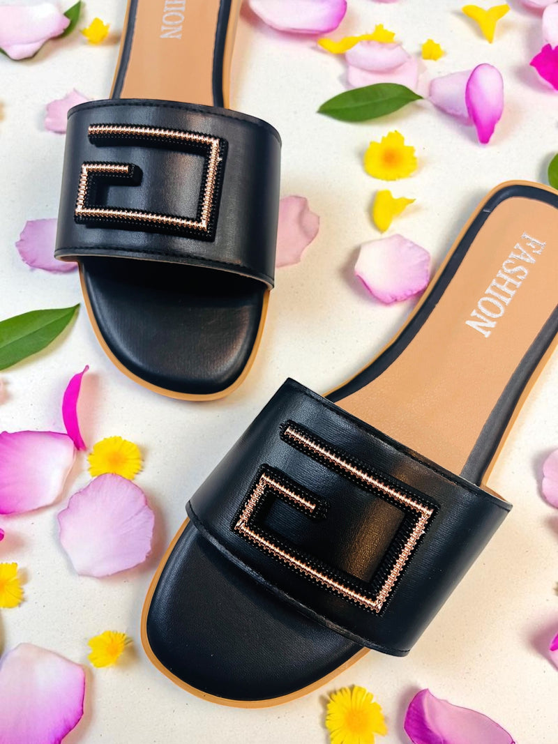 Z-Luxe Noir Slip-On Sandals 2501