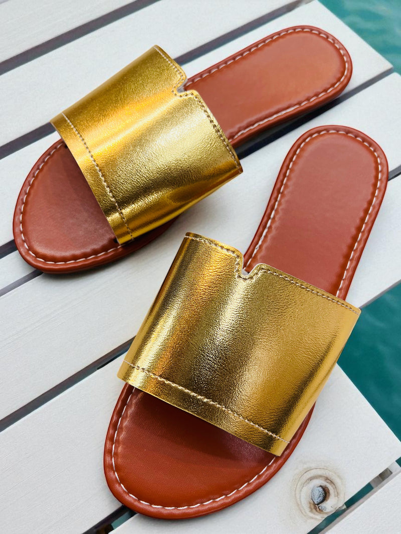 Golden Hour Metallic Slide Sandals IS-1275