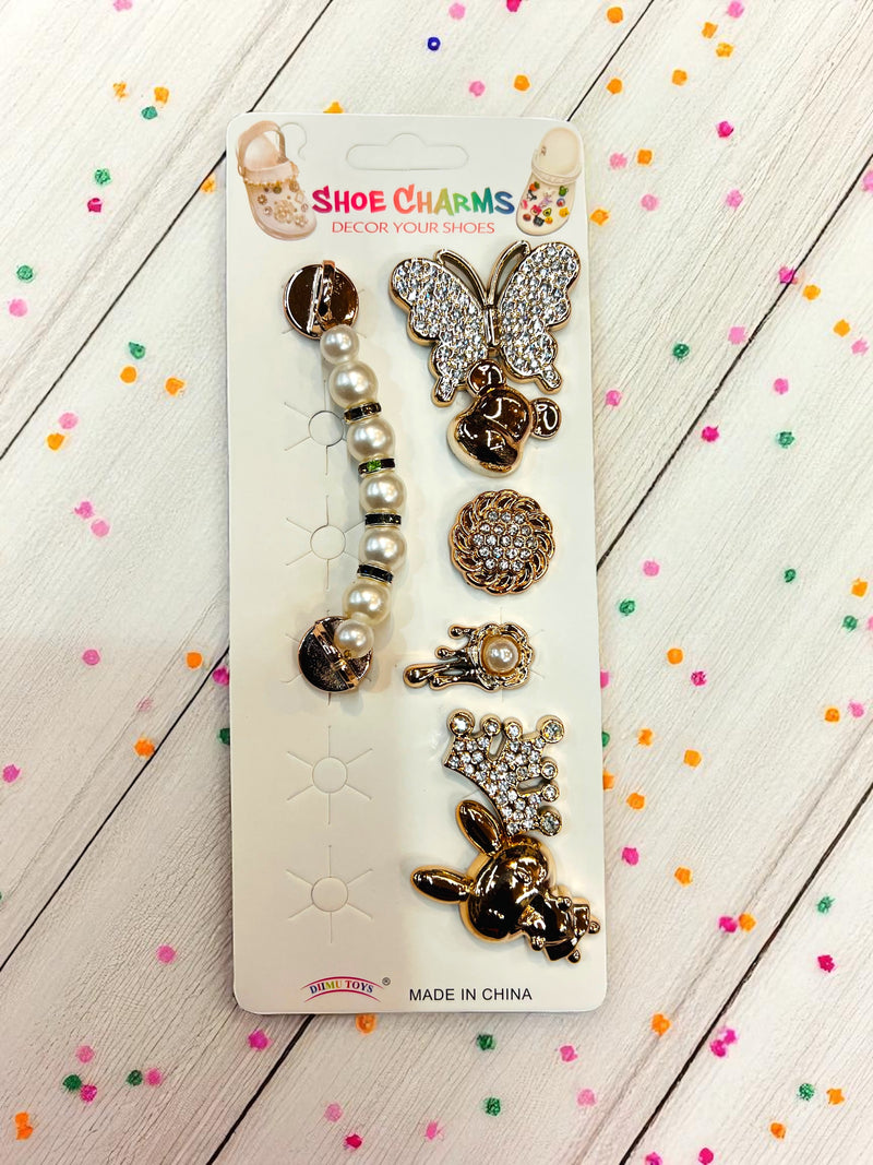 Deluxe Bling Crocs Charms Set – Luxe Gold & Silver Shoe Accessories PJ693