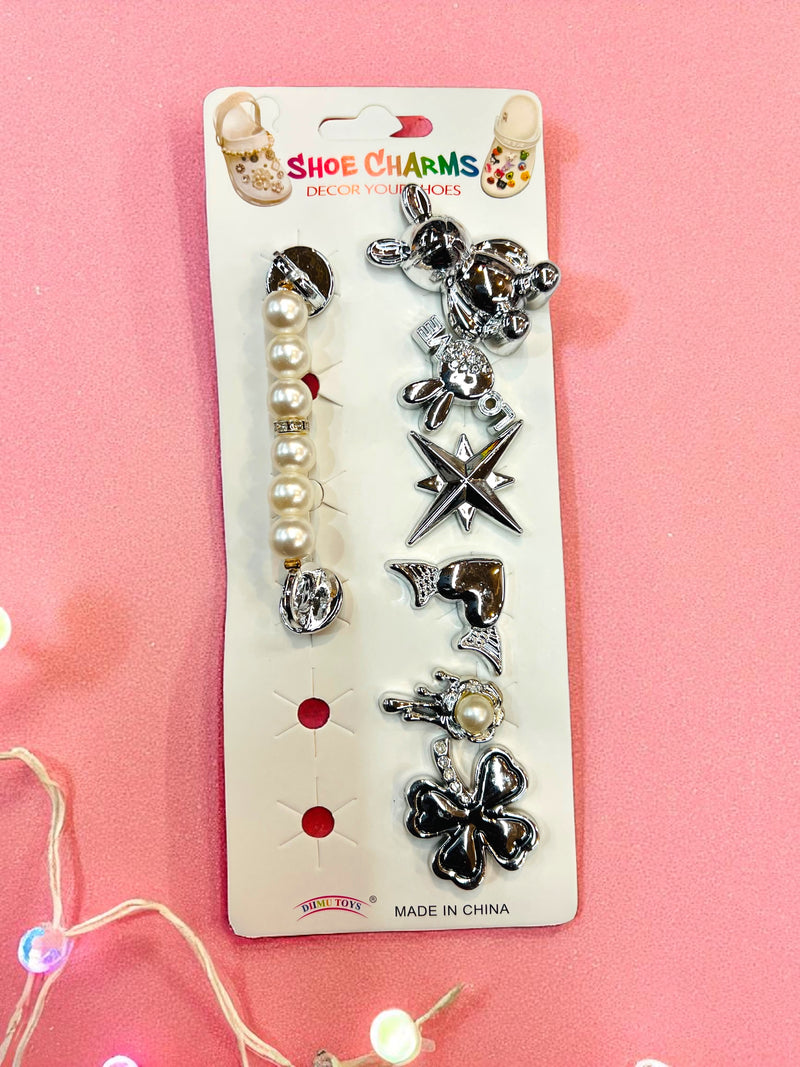 Deluxe Bling Crocs Charms Set – Luxe Gold & Silver Shoe Accessories PJ693