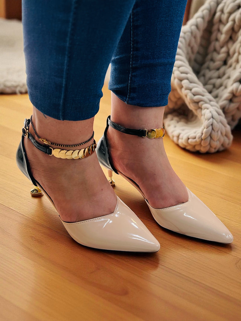 Gilded Grace Chain Heel Pumps F18
