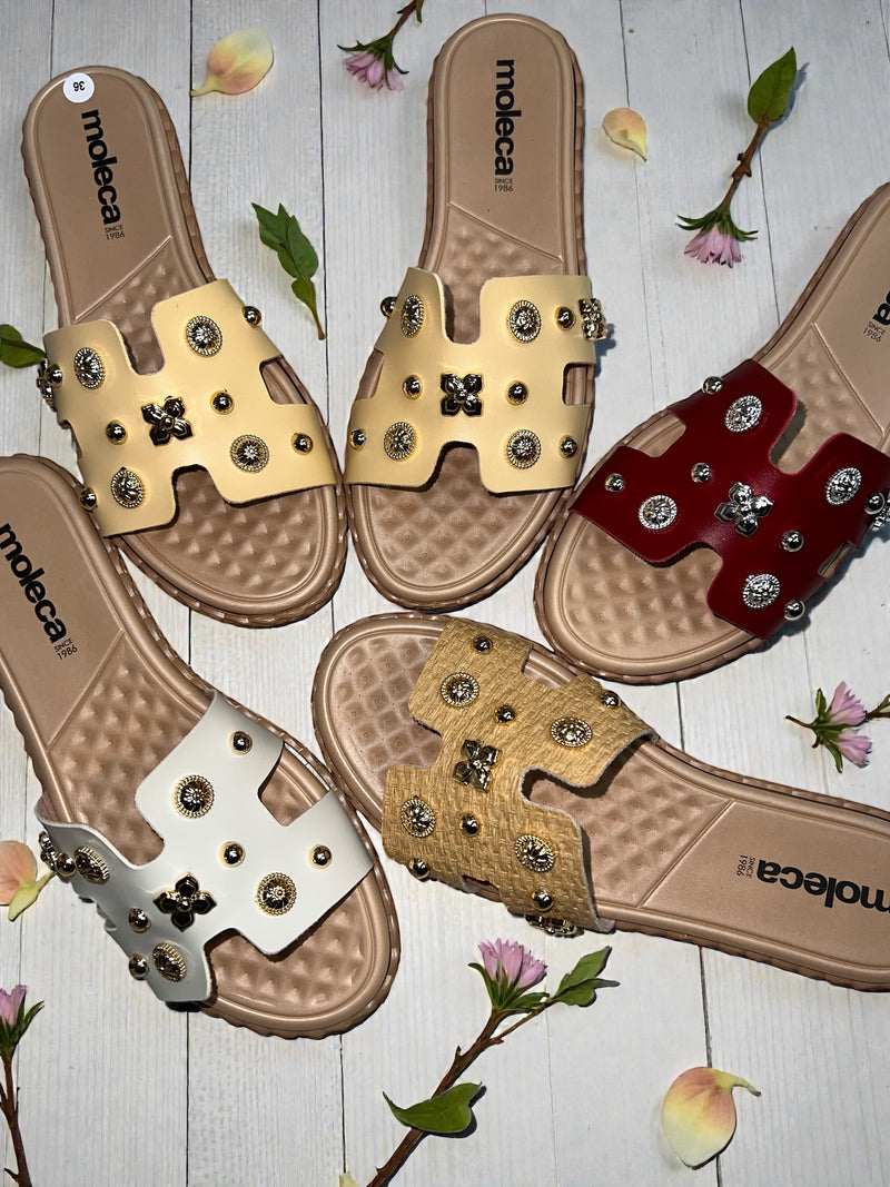 Moleca Luxe Studded Slide Sandals 5452.254