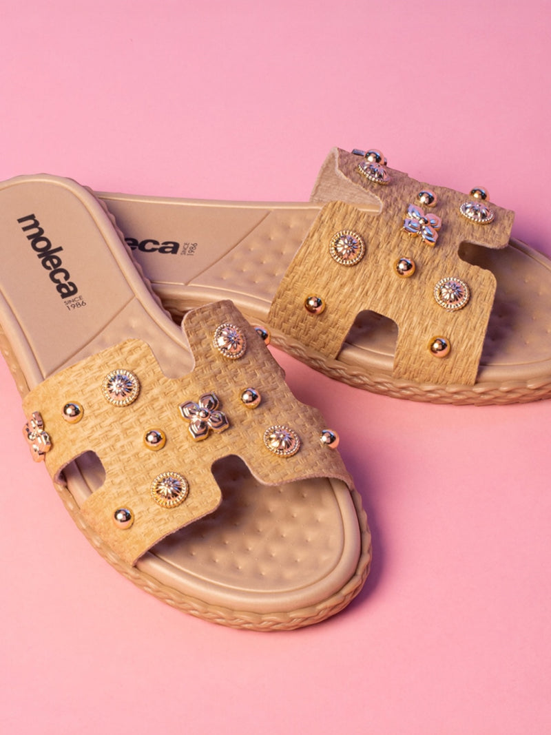 Moleca Luxe Studded Slide Sandals 5452.254