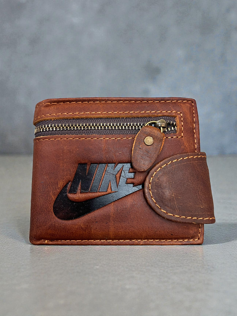 Classic Zipper Leather Wallet – Swoosh Design 8255C