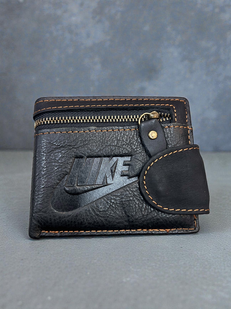 Classic Zipper Leather Wallet – Swoosh Design 8255C