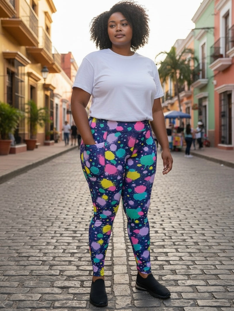 Vibrant Motion High-Waist Active Leggings with Side Pockets