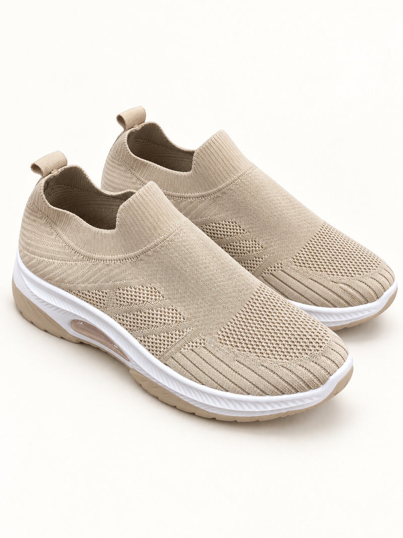 Beige A1-1 AeroKnit slip-on sneakers, pair