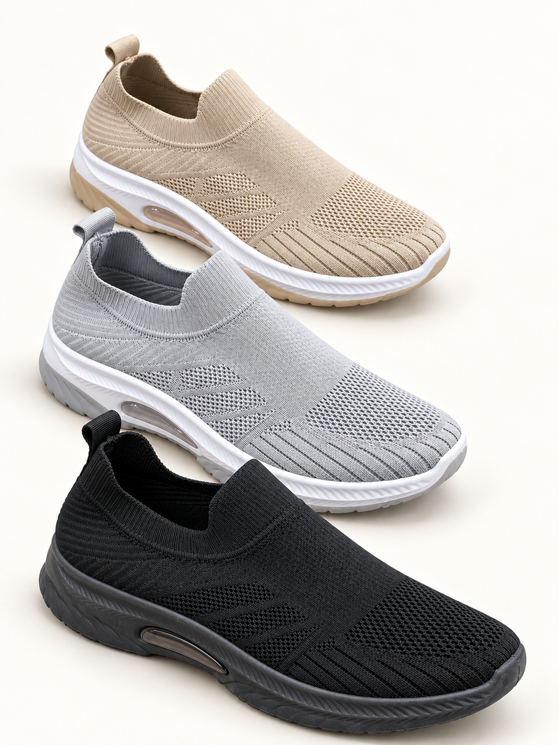 A1-1 AeroKnit slip-on sneakers in beige, grey and black