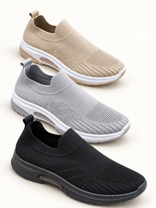 A1-1 AeroKnit slip-on sneakers in beige, grey and black