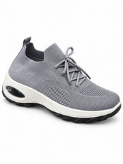 Grey SHIDaQIN AirGlide A4-3 knit lace-up sneaker
