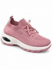 Pink SHIDaQIN AirGlide A4-3 knit lace-up sneaker