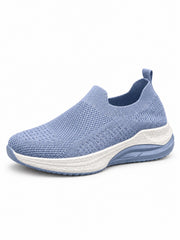 A6-2 blue knit platform slip-on sneaker with white sole