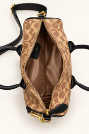 Coach monogram mini barrel bag brown lined interior