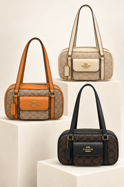 Coach monogram rounded shoulder bags in all three colours