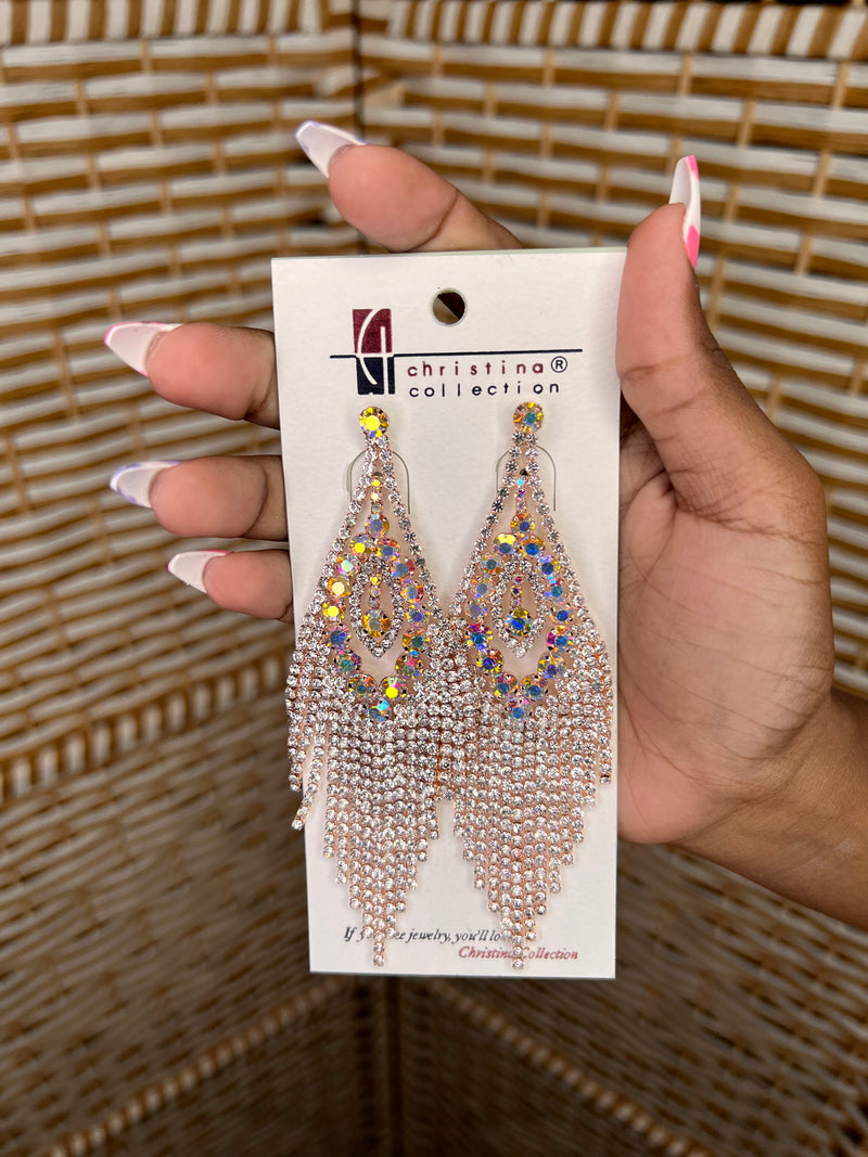 Rhinestone Tassel Drop Earrings