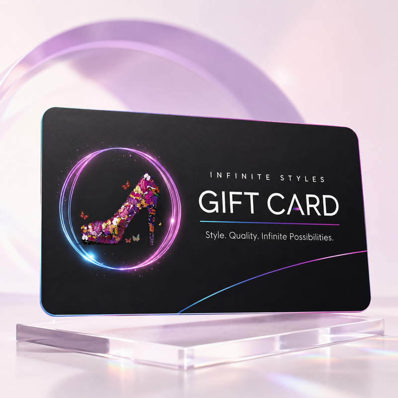 Infinite Styles modern eGift card with butterfly stiletto logo