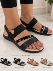 Modare 7125.233 black triple band comfort sandal on foot
