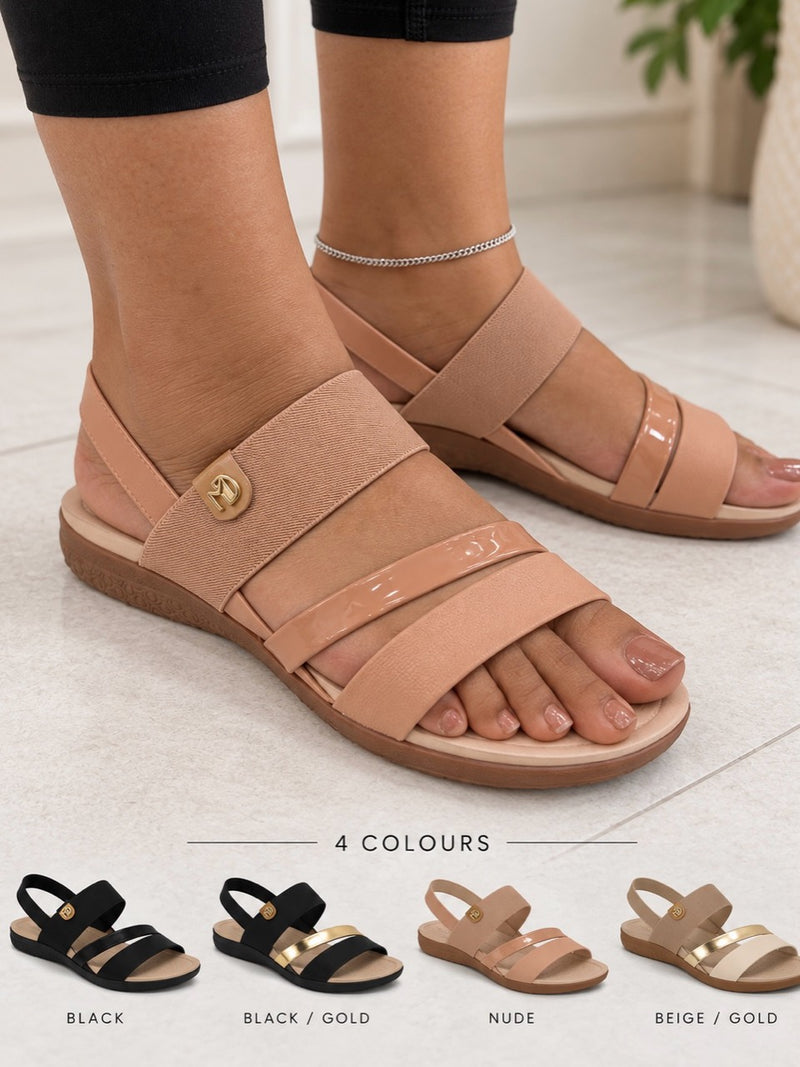 Modare 7125.233 nude triple band comfort sandal on foot