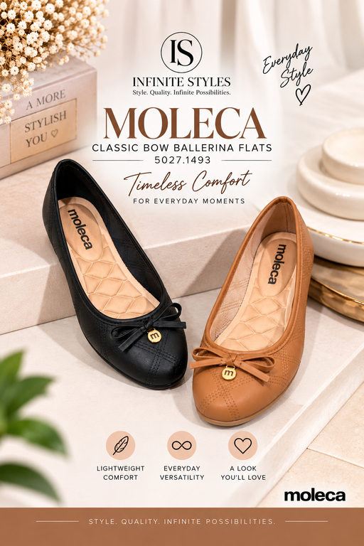Moleca Classic Bow Ballerina Flats 5027.1493 in black and camel