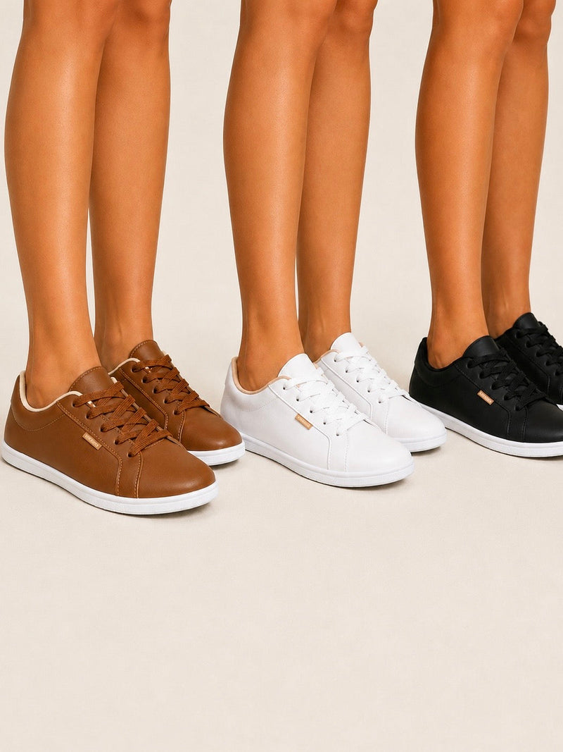Moleca Quilted Comfort Tennis Sneaker 5605.463 in Hazelnut, White and Black