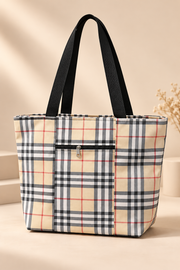Medium Everyday Utility Tote Bag SB-46 in Beige Classic Plaid