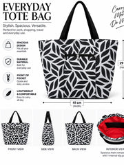 Medium Everyday Utility Tote Bag SB-46 in Black Leaf Print