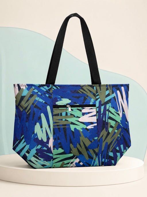Medium Everyday Utility Tote Bag SB-46 in Blue Abstract print