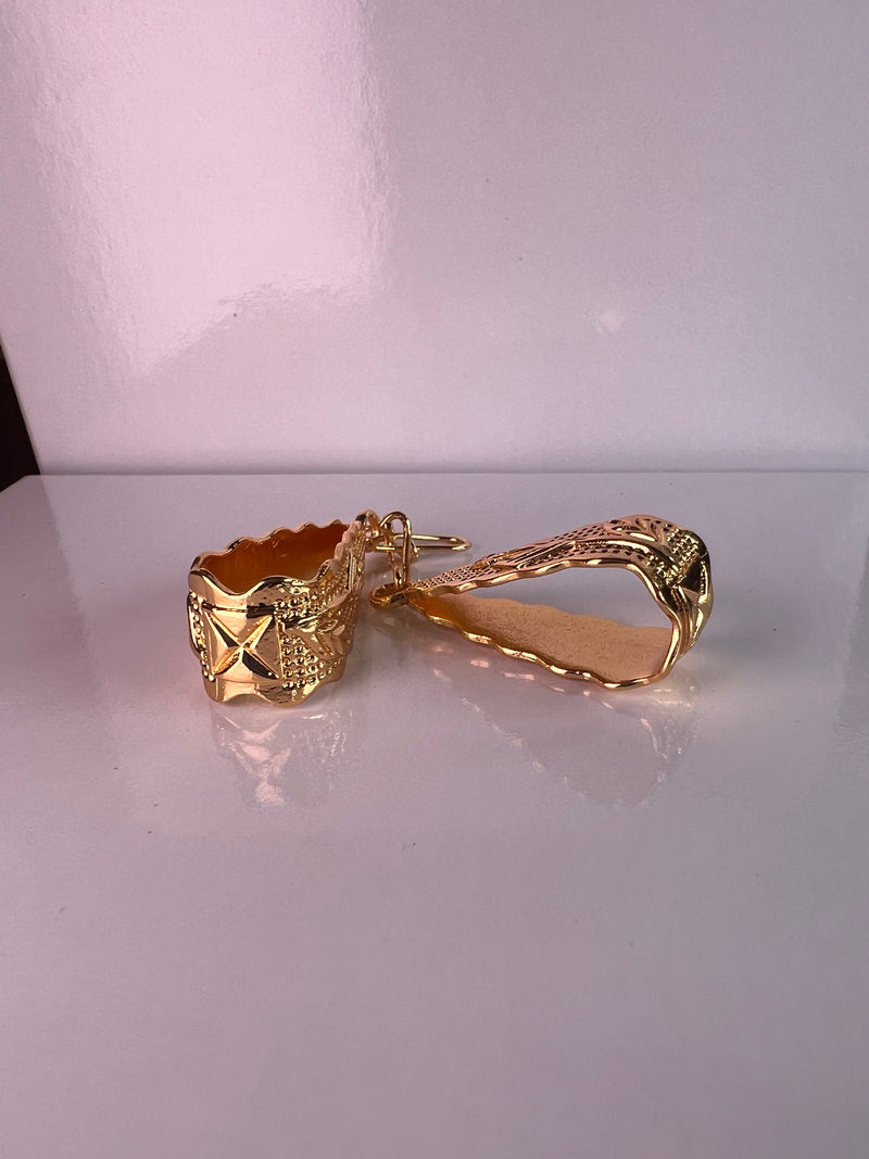 Ladies Brazilian 24k Gold Plated Teardrop Ear Rings