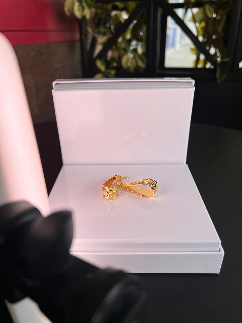 Ladies Brazilian 24k Gold Plated Teardrop Ear Rings