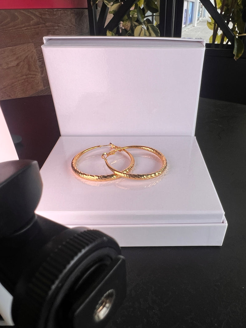 Ladies Brazilian 24k Gold Plated Hoop Ear Rings