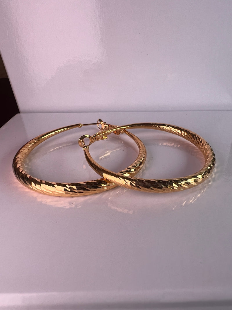 Ladies Brazilian 24k Gold Plated Hoop Ear Rings