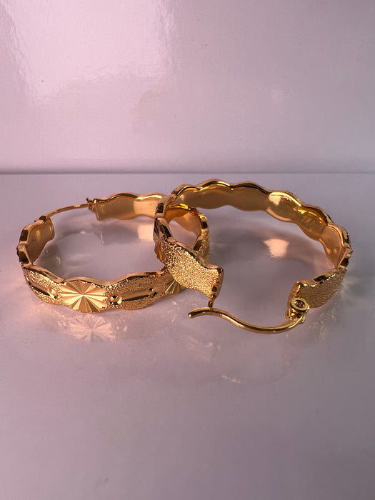 Ladies Brazilian 24k Gold Plated Hoops Ear Rings