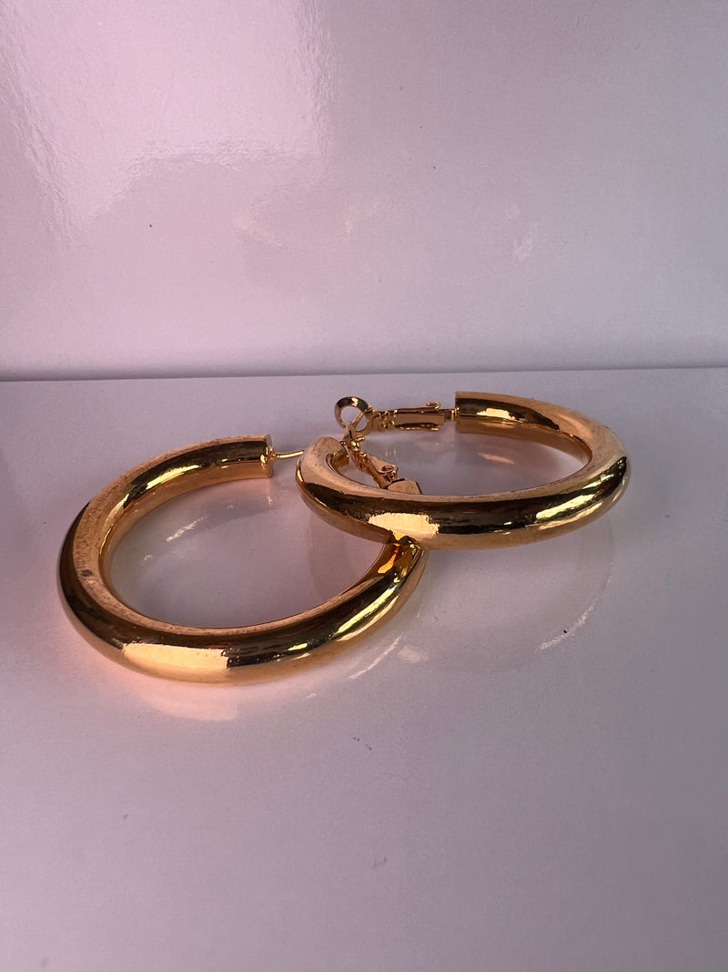 Ladies Brazilian 24k Gold Plated Hoops Ear Rings