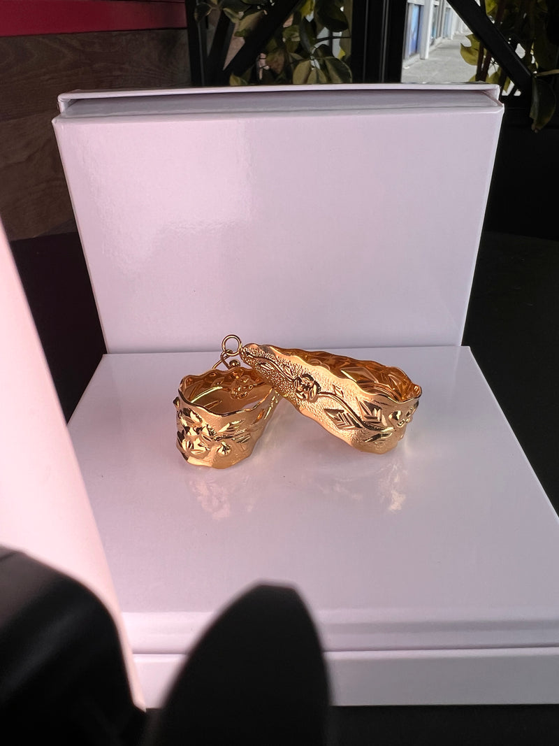 Ladies Brazilian 24k Gold Plated Teardrop Ear Rings