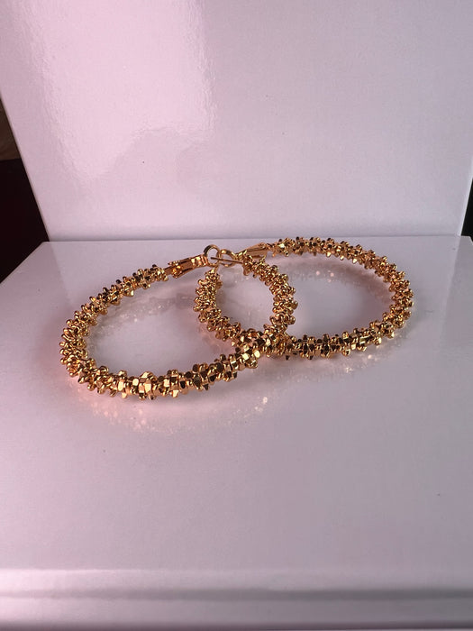 Ladies Brazilian 24k Gold Plated Hoop Ear Rings