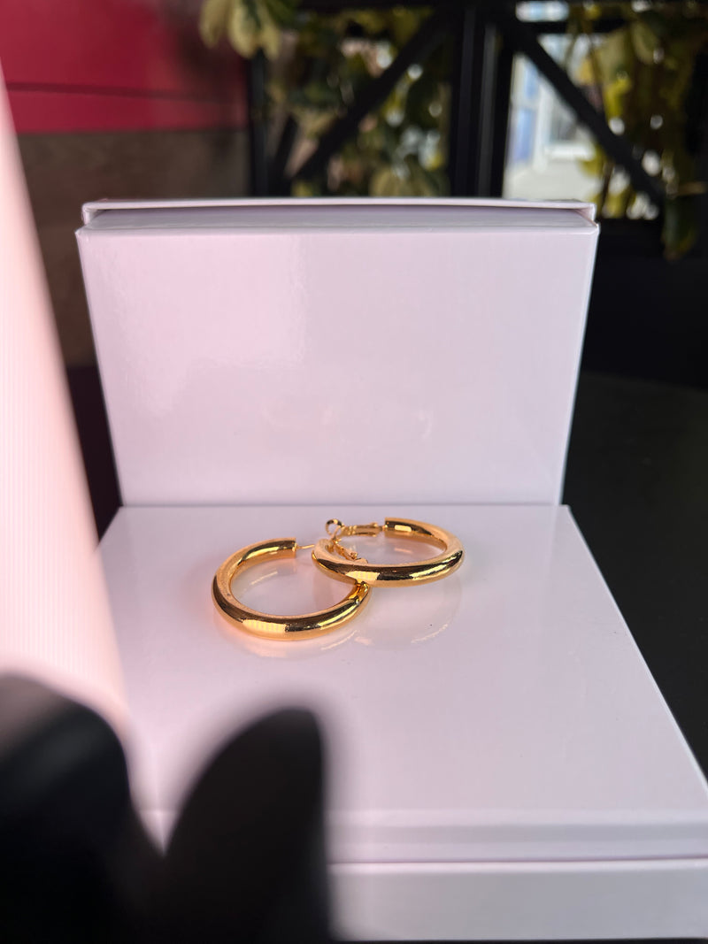 Ladies Brazilian 24k Gold Plated Hoops Ear Rings