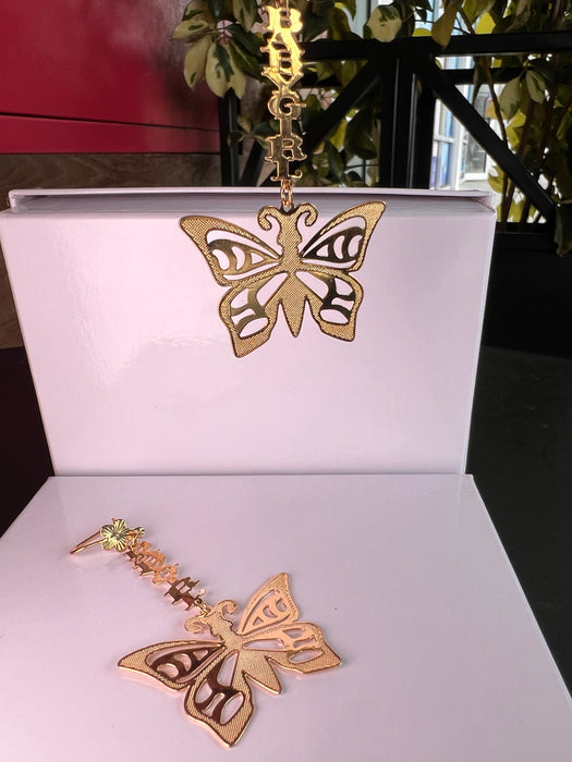 Arete brasileño chapado en oro de 24k con mariposa para mujer